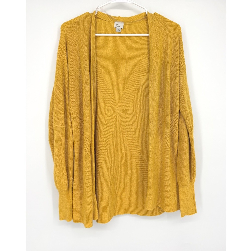 A New Day Mustard Yellow Open Front Cardigan Sweater XS Womens